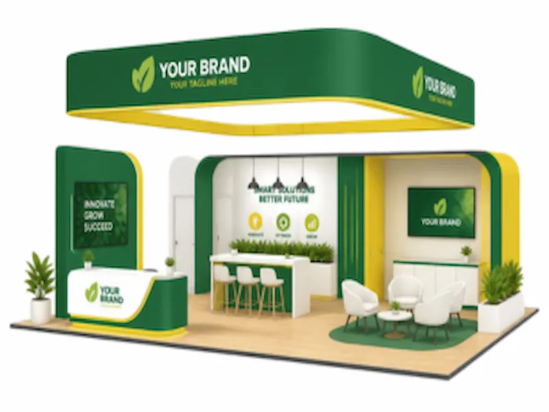 20×40 High Traffic Island Exhibit booth layout