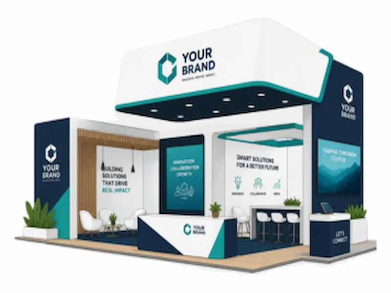 30×40 Flagship Custom Pavilion booth layout