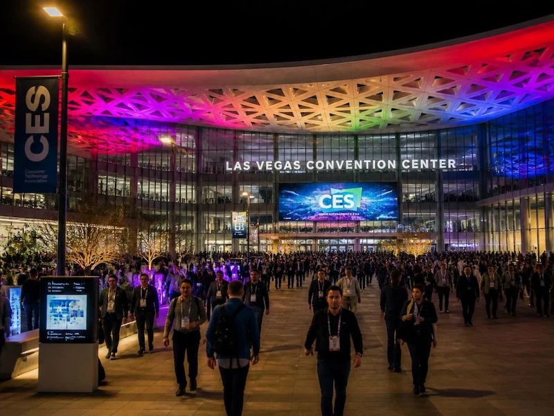 Las Vegas Convention Center during CES with trade show exhibitors