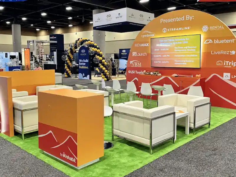 Custom exhibition booth setup at a Los Angeles trade show