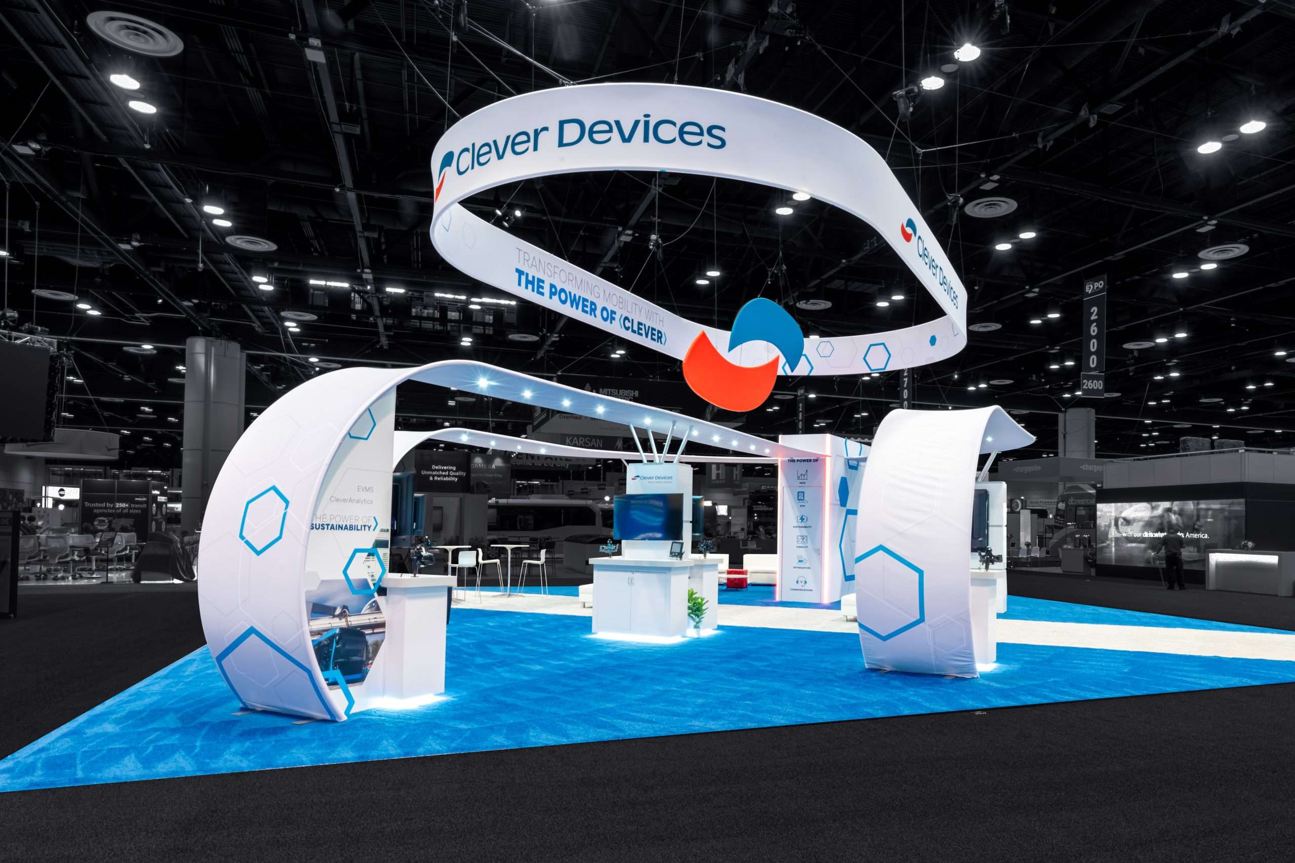 50×50 Booth For Clever Devices in APTA 2023 by Rockway Exhibits + Events