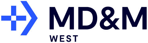 MD&M West 2026 logo — Medical Design & Manufacturing West expo at Anaheim Convention Center California